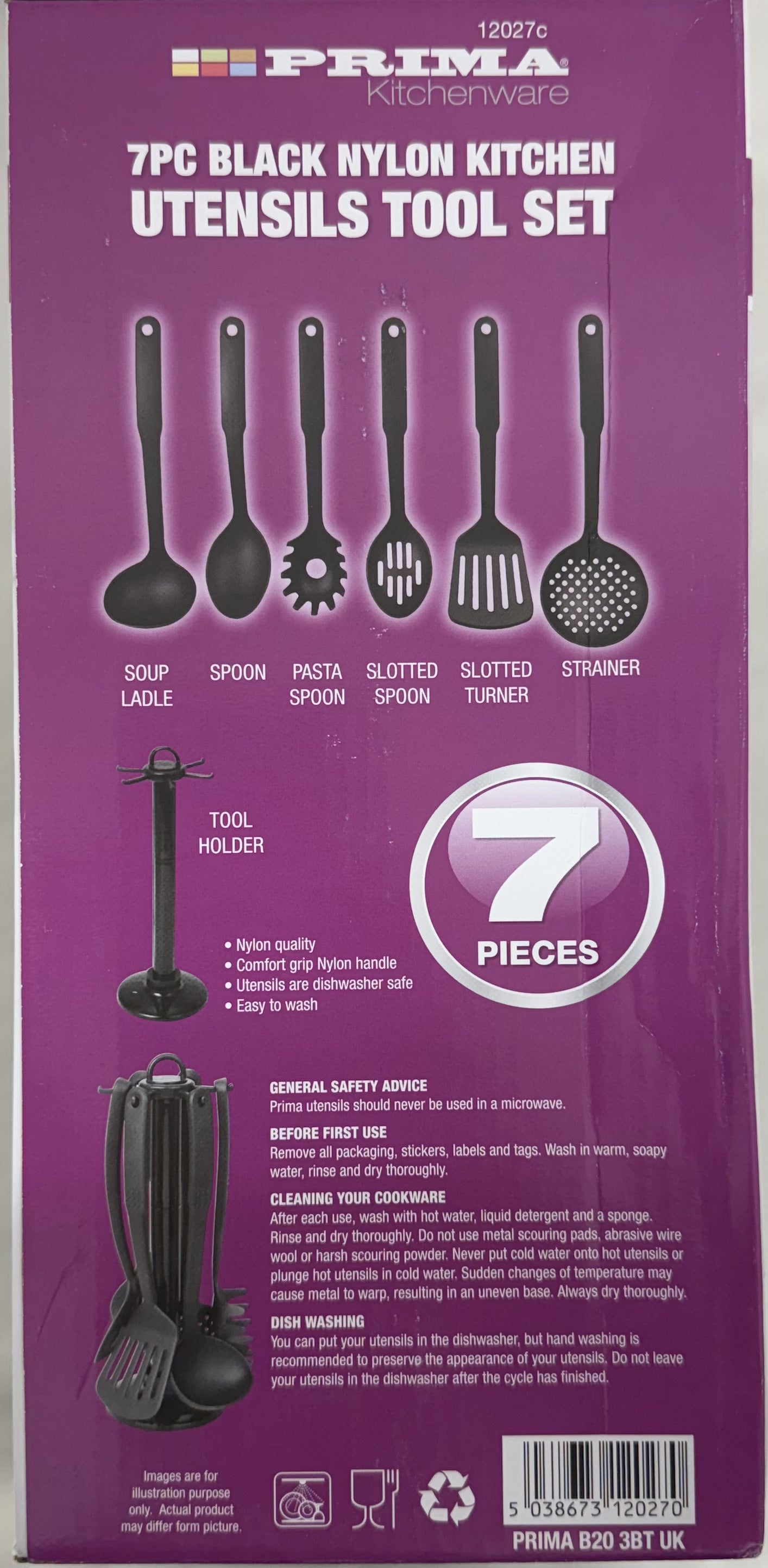 7PC Prima Black Nylon Kitchen Utensils Tool Set