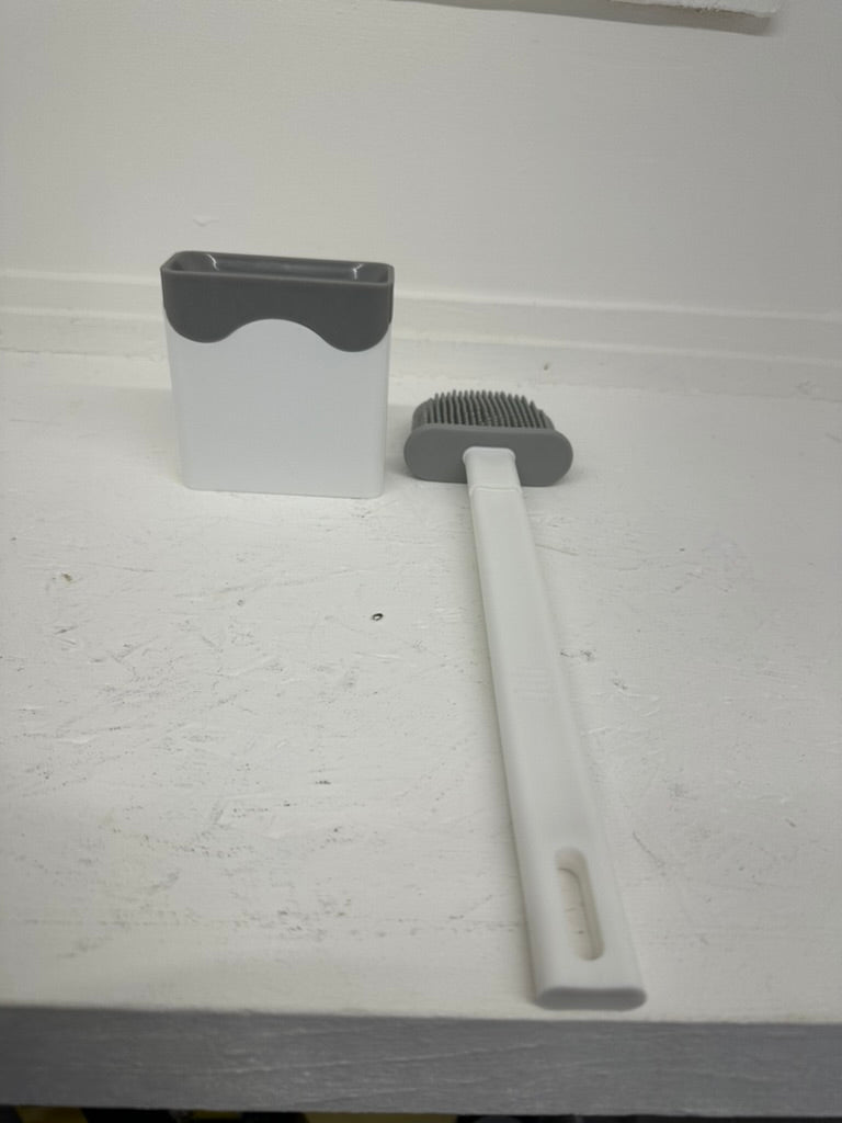 Toilet Brush, Deep Cleaner Silicone Toilet Brushes with Flexible Bristles, Toilet Brush with Quick Drying Holder Set for Bathroom (White）
