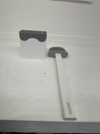 Toilet Brush, Deep Cleaner Silicone Toilet Brushes with Flexible Bristles, Toilet Brush with Quick Drying Holder Set for Bathroom (White）