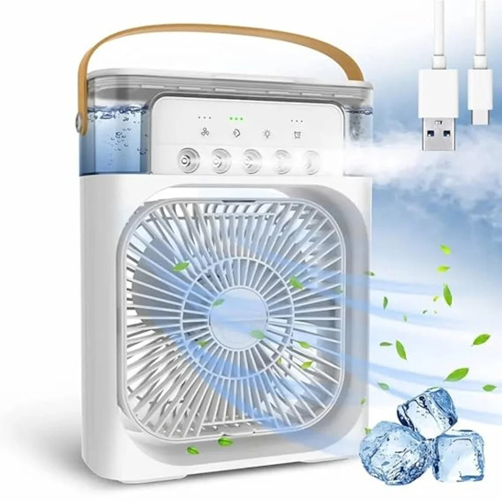 Portable 3 in 1 Fan Air Conditioner Household Small Air Cooler LED Night Lights