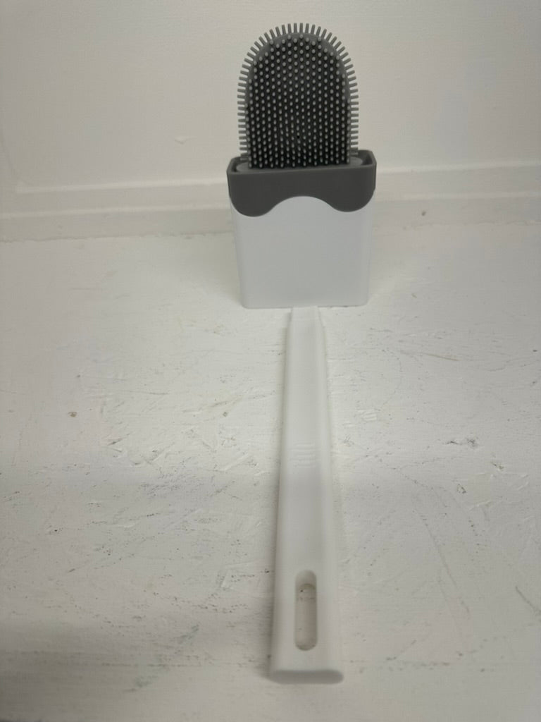 Toilet Brush, Deep Cleaner Silicone Toilet Brushes with Flexible Bristles, Toilet Brush with Quick Drying Holder Set for Bathroom (White）
