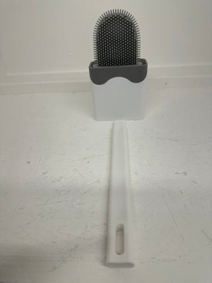 Toilet Brush, Deep Cleaner Silicone Toilet Brushes with Flexible Bristles, Toilet Brush with Quick Drying Holder Set for Bathroom (White）