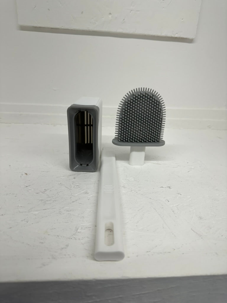 Toilet Brush, Deep Cleaner Silicone Toilet Brushes with Flexible Bristles, Toilet Brush with Quick Drying Holder Set for Bathroom (White）