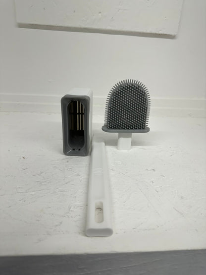 Toilet Brush, Deep Cleaner Silicone Toilet Brushes with Flexible Bristles, Toilet Brush with Quick Drying Holder Set for Bathroom (White）