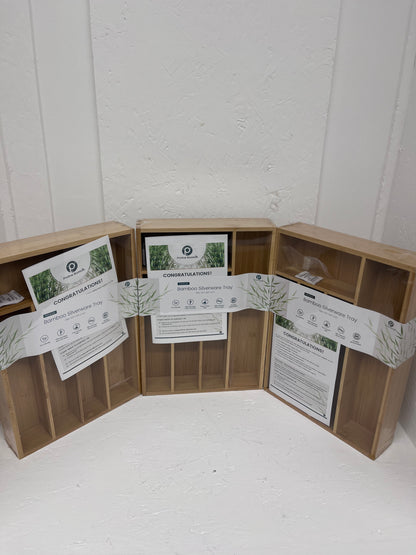 Pristine Bamboo Silverware Tray for Drawer Organizer - Kitchen Drawer Organizer